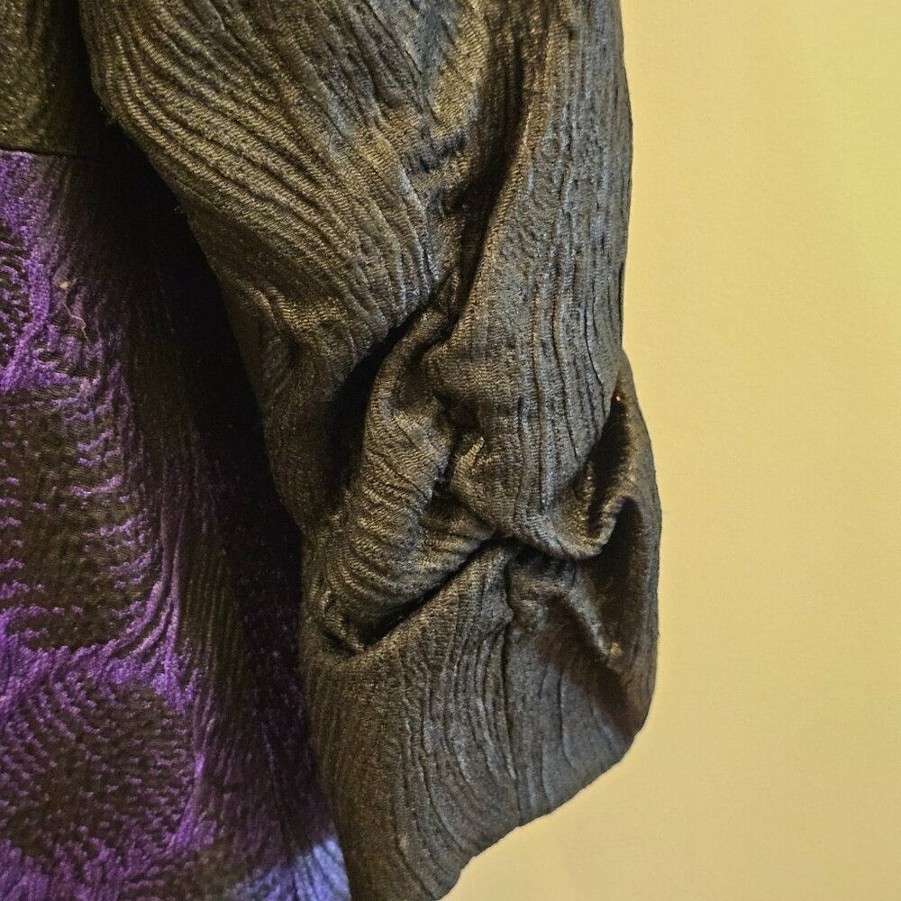 Women's Doncaster Black & Purple Dressy Ruched Blazer Jacket Size 14 - Picture 3 of 7